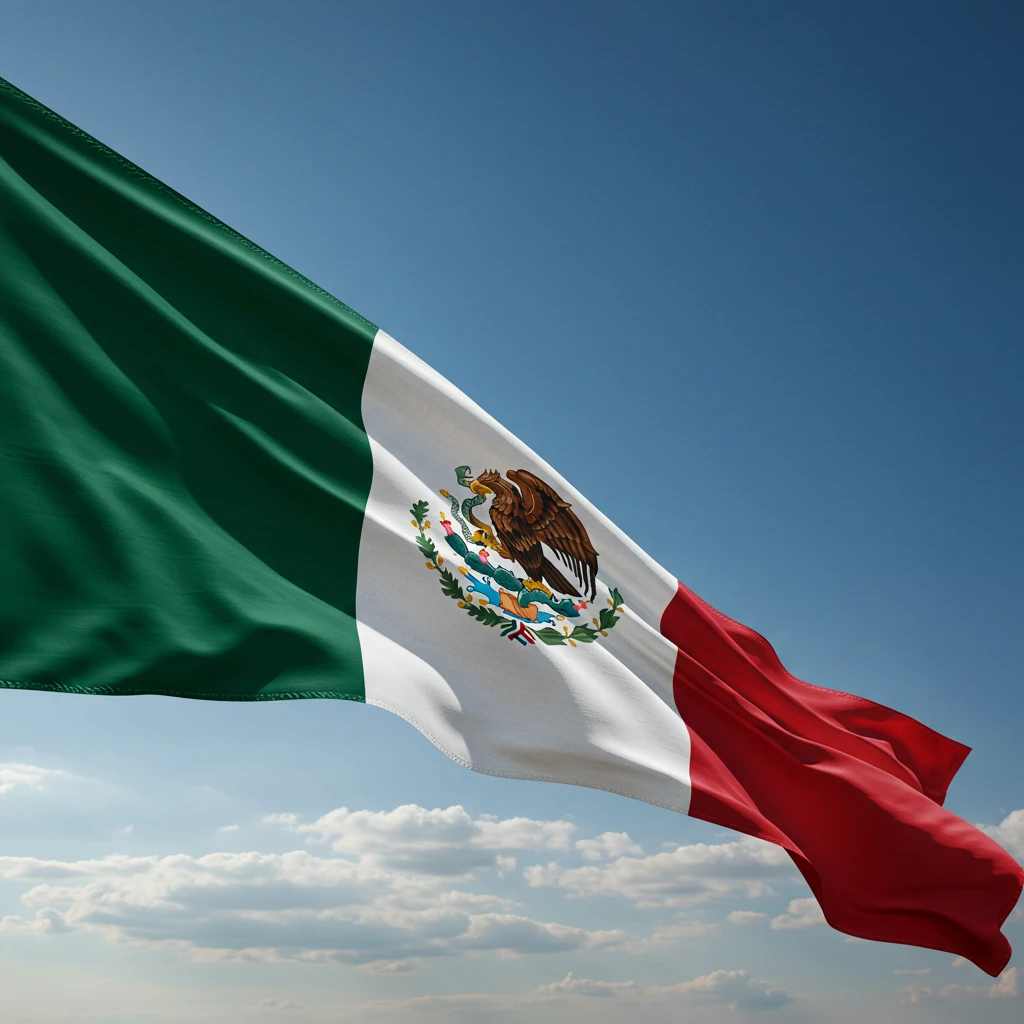 imagen de bandera ondeando mexicana
